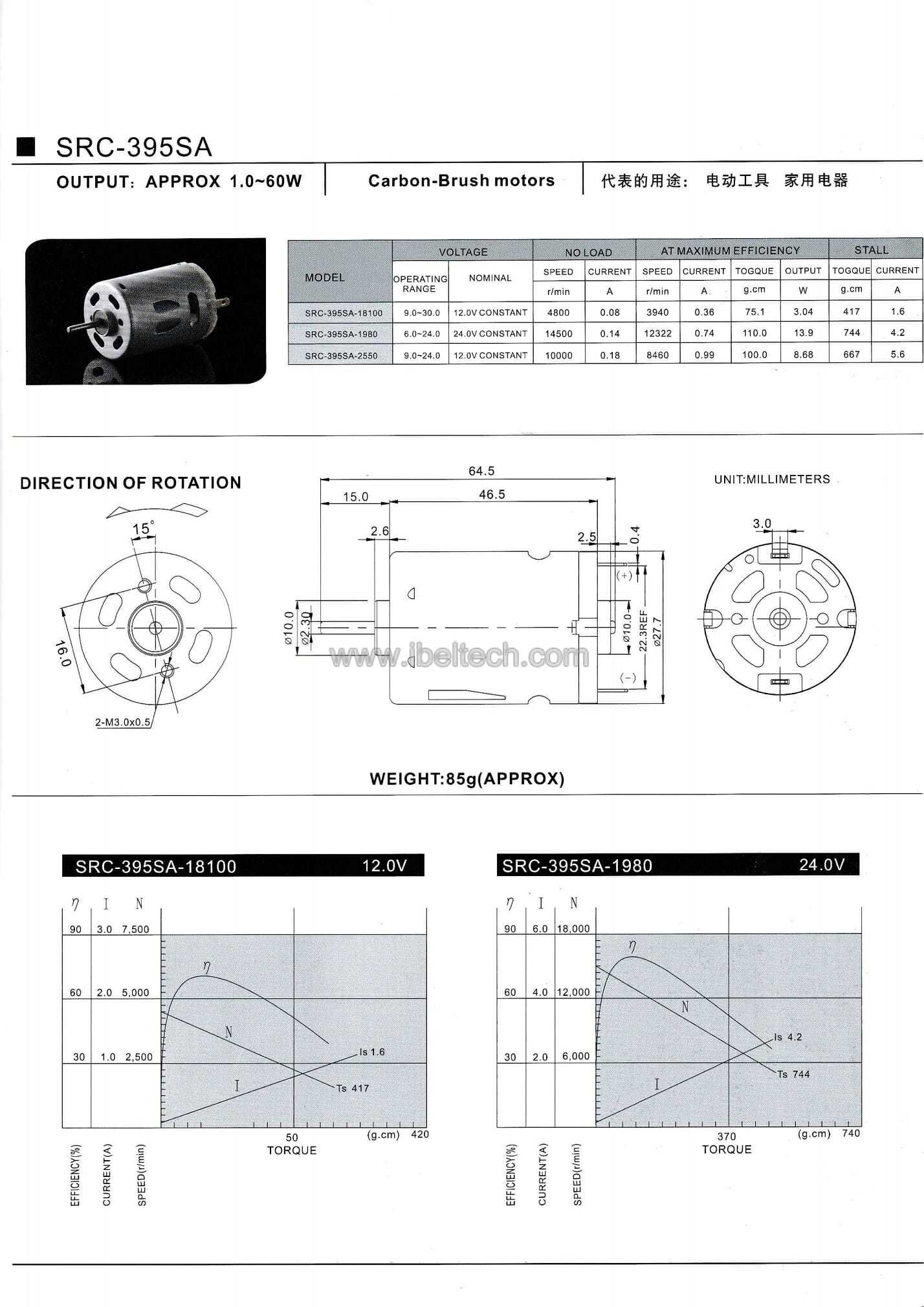 Precious metal brush micro motor SRC-395SA image 2